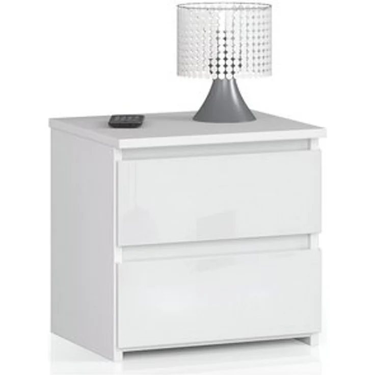 Home Collective Kommode 40 cm breit Holz Highboard Sideboard für Flur Schlafzimmer Wohnzimmer (Mehrzweckschrank Schrank schmal Kommode Schlafzimmer mit Schubladen), mit zwei Schublade 40 cm hoch viel Stauraum, weiß Hochglanz – Bild 6
