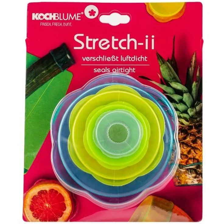 Kochblume Frischhaltedeckel Stretch-ii, (Set, 4-tlg, Farb-Mix), verschließt luftdicht