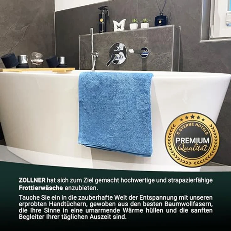 Zollner Duschtücher, Dunkelblau, 70x140 cm, Oeko-Tex® Standard 100, 100% Baumwolle, 420 g/m², hohe Saugfähigkeit, pflegeleicht – Bild 5