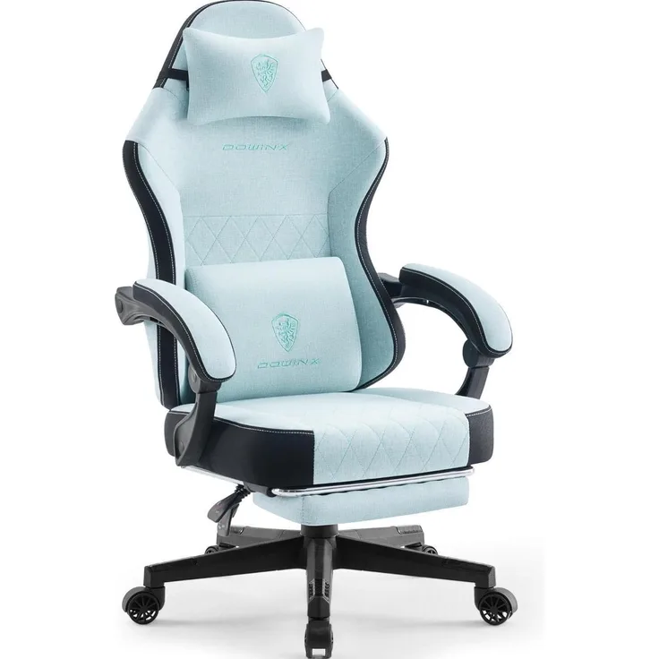 Gaming Stuhl Stoff Massage Lendenwirbelstütze Bürostuhl Fußstütze Ergonomischer