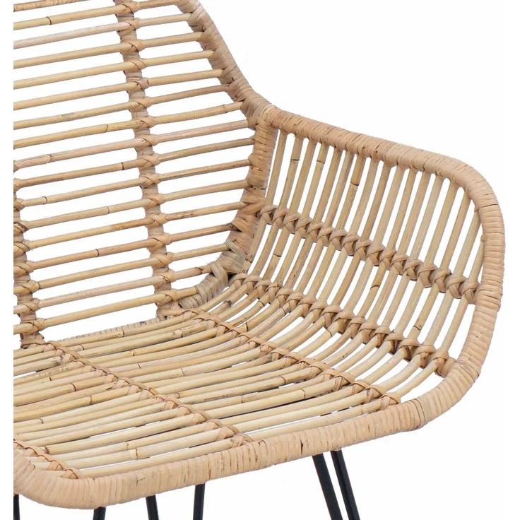 vidaXL Esszimmerstuhl 2 pcs Natur 55 x 50 x 74 cm Rattan und Eisen 42011556 – Bild 8