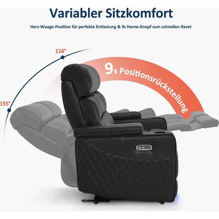 M MCombo 2 Sitzer Sofa mit verstellbare Kopfstütze 7705 – Bild 3