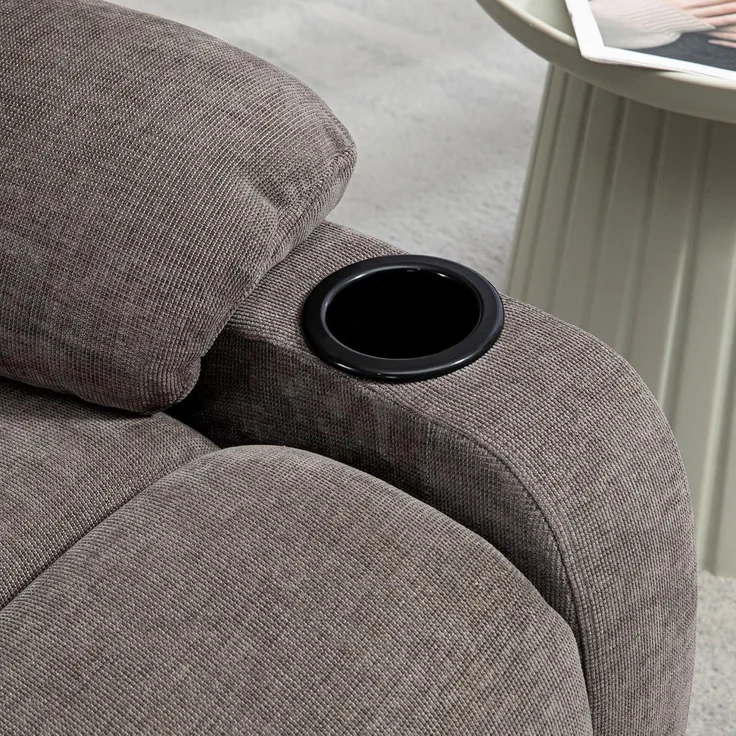 HOMCOM Relaxsessel Schaukelstuhl mit verstellbarer Beinauflage, Seitentasche (TV-Sessel, 1-St, Ruhesessel), für Wohnzimmer, Braun – Bild 9
