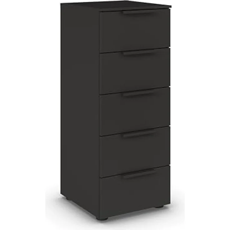 Rauch Möbel Flipp, Kommode für Schlafzimmer, Kinderzimmer, Wohnzimmer, Jugendzimmer, Flur, Garderobe, 5 Schubladen, mit Softclose Funktion, Farbe Schwarz, Breite 40 cm – Bild 1