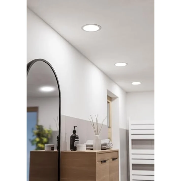 EGLO LED Einbaustrahler Fueva 6, runde Badezimmer Einbauleuchte, IP44 Schutz, dimmbare Lichtfarbe (warmweiß, neutralweiß, kaltweiß), 10,5 Watt – Bild 4