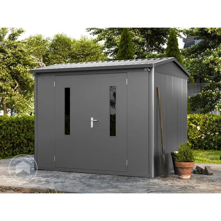 GFP Primeyard Gerätehaus Metall Gartenhaus 263x228x231 cm Geräteschuppen Satteldach anthrazit