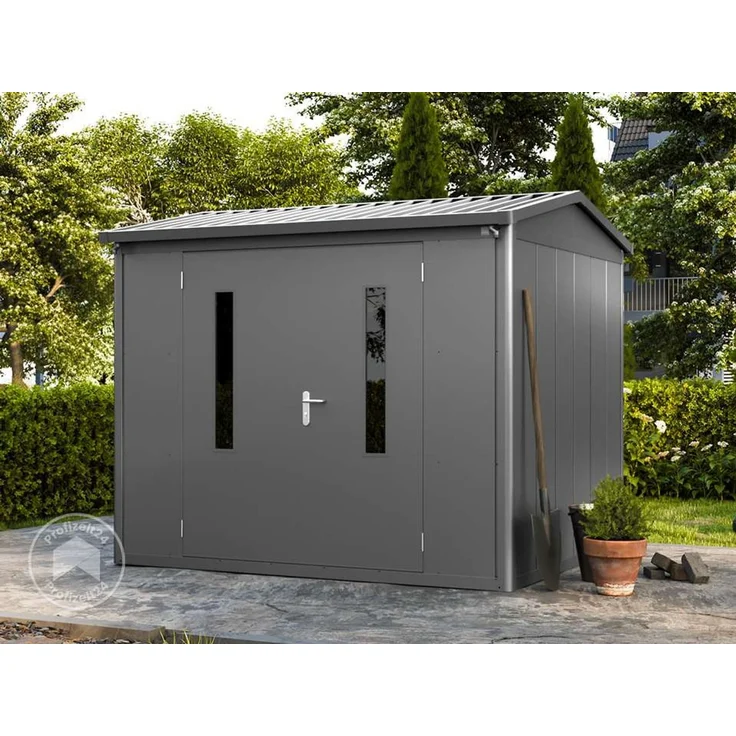GFP Primeyard Gerätehaus Metall Gartenhaus 263x228x231 cm Geräteschuppen Satteldach anthrazit – Bild 1