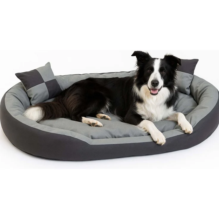 Hossis Wholesale Hundebett Grau Größe L 110 x 80 x 20 cm | Kuscheliges Hundesofa mit Wendekissen | Waschbar & abwischbar | Bequemes Hundekörbchen mit Zierkissen | Ideal für große Hunde – Bild 5