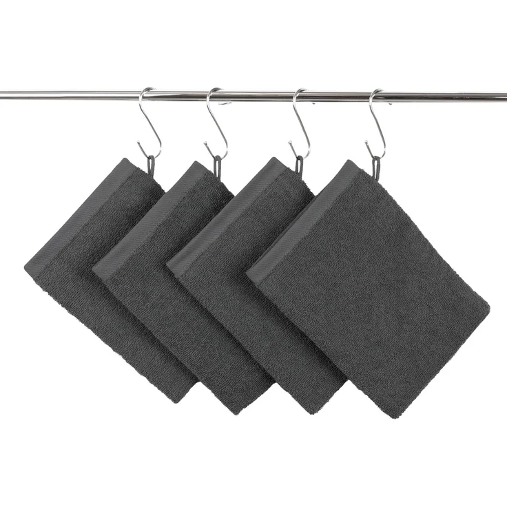 ZOLLNER 10er Set Waschlappen aus Baumwolle, 16x21 cm, dunkelgrau – Bild 2