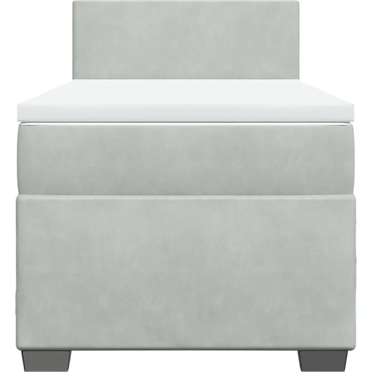 vidaXL Boxspringbett mit Matratze Hellgrau 90x200 cm Samt 3288504 – Bild 6