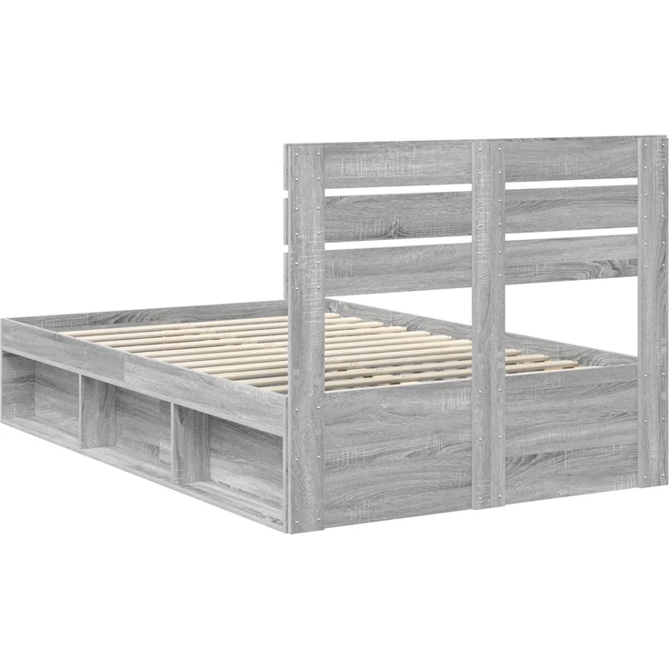 vidaXL Bettrahmen Graues Sonoma 120 x 200 cm Massives Kiefernholz 3411436 – Bild 8