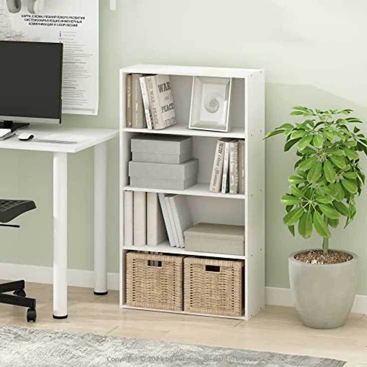 Furinno Pasir 4-stufiges offenes Regal, Weiß – Bild 3
