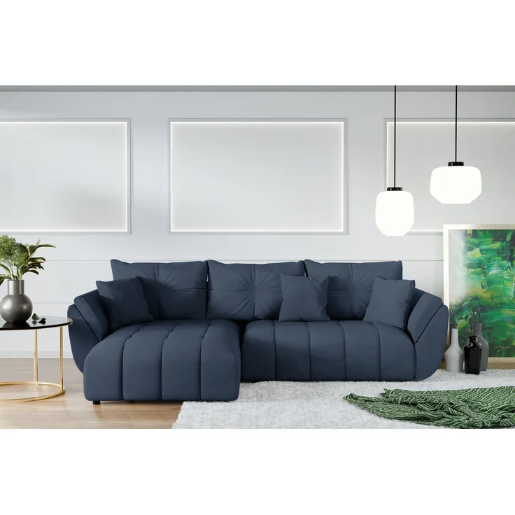 AX LIVING Eckcouch blau Verciani Schlaffunktion Bettkasten 280cm – Bild 4