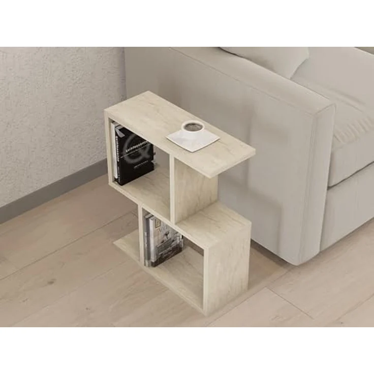 Hanah Home Elegant Side Table, Travertine Color, 45 x 51.4 x 17 cm | 100% Melamine Coated Particle Board, 18 mm Thick | Stylish Marble Design for Modern Spaces – Bild 4