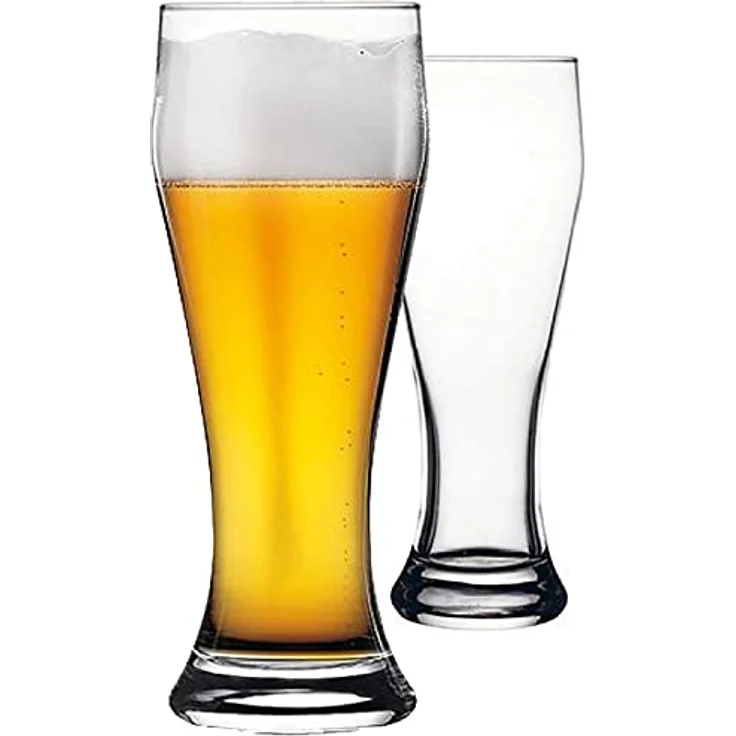 Pasabahce Weizenbierglas, Set mit 6 Stück, 0,67 l, klassisches Sanduhr-Design – Bild 1