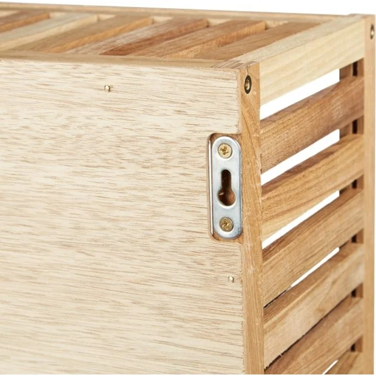 Relaxdays Wandregal mit verschiebbarem Spiegel, geöltes Holz Walnuss, 80 cm – Bild 9