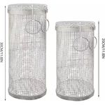 ABC Rollbarer Grillkorb, Edelstahl-Grillbesteck für den Außenbereich + 2 Bürsten