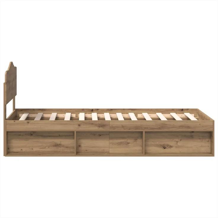 vidaXL Bettrahmen Kunsthandwerk Eiche 90 x 190 cm Massives Kiefernholz 3412960 – Bild 7