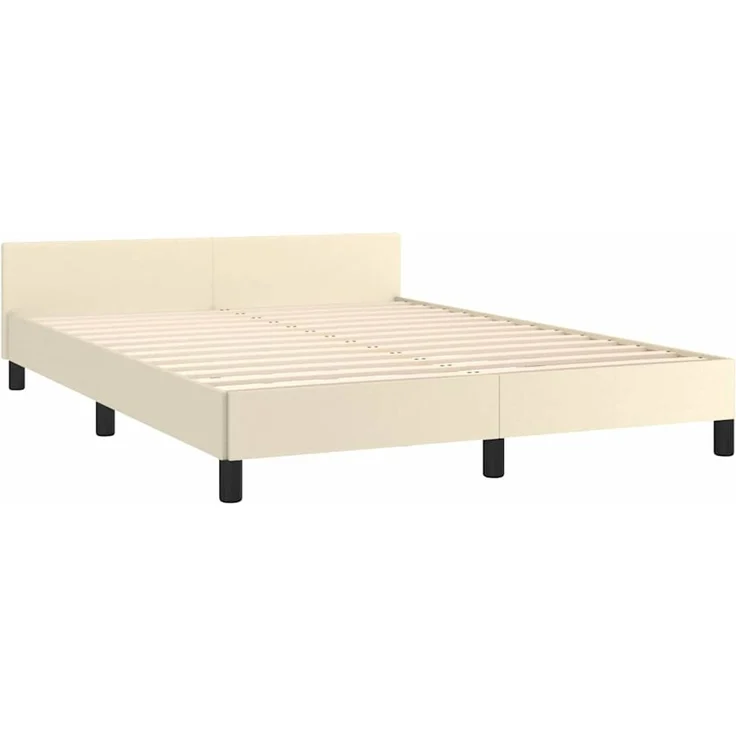 Doppelbett, Bettgestell Modernen mit Kopfteil ohne Matratze Creme 140x190 cm d940e – Bild 4