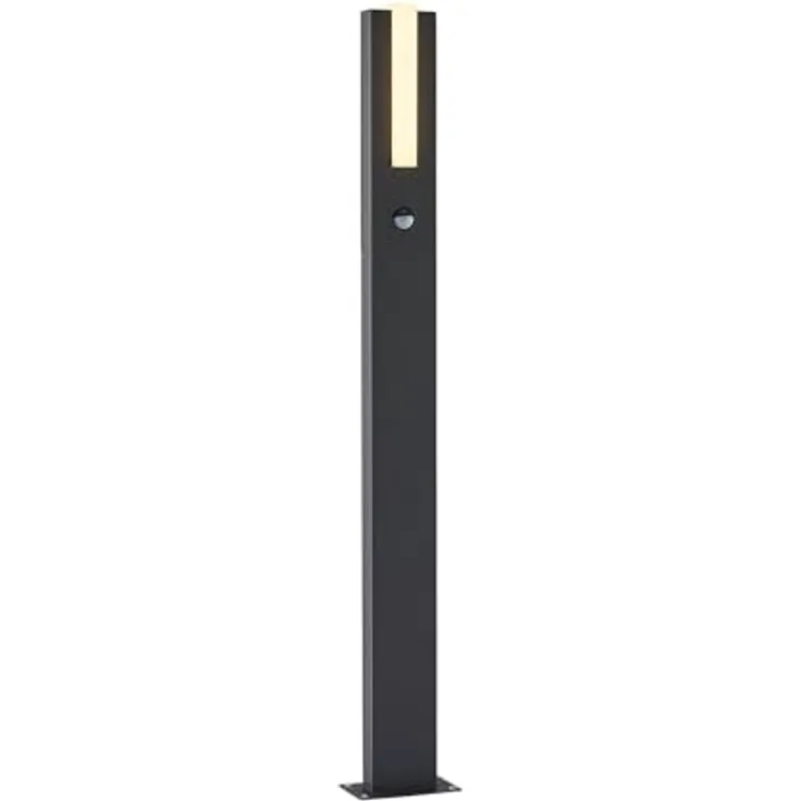 Lucande LED Außenleuchte Virgalia, moderne Wegeleuchte mit Bewegungsmelder und IP54 Spritzwasserschutz, schwarz aus Aluminium, 1-flammig