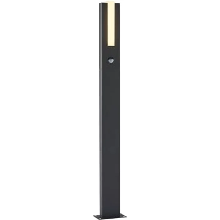 Lucande LED Außenleuchte Virgalia, moderne Wegeleuchte mit Bewegungsmelder und IP54 Spritzwasserschutz, schwarz aus Aluminium, 1-flammig – Bild 1
