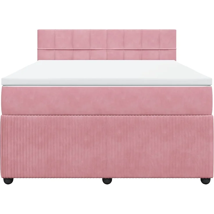 vidaXL Boxspringbett mit Matratze Rosa 140x190 cm Samt 3287739 – Bild 4