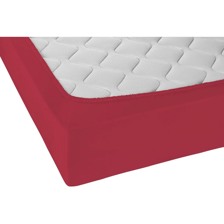 biberna Jersey-Elastic-Spannbetttuch , rubin, 1 x 90 x 190 cm - 100x220 cm – Bild 2