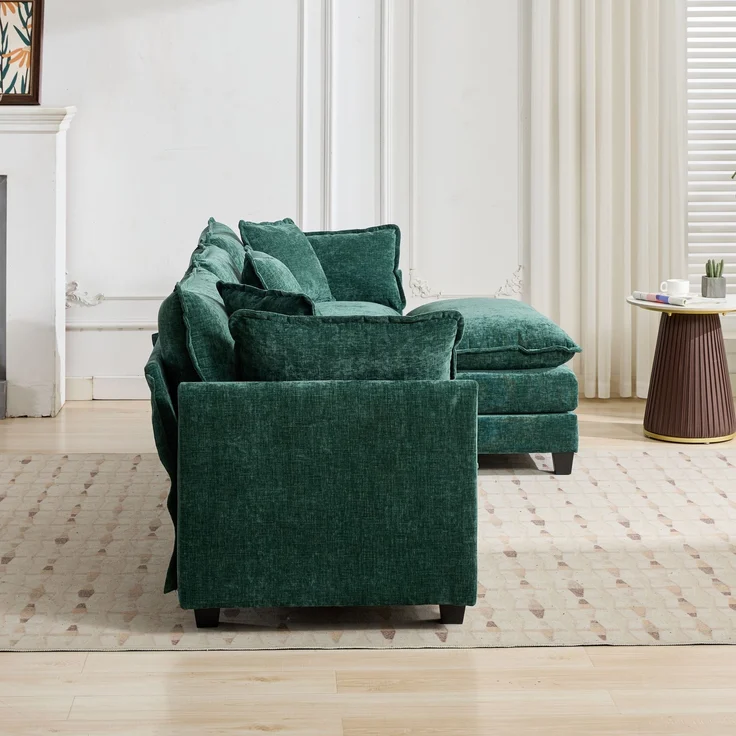Cloud-Sofa 3 Sitzplätze (ohne Stuhlschläger),moderne Kombinationssofa geeignet für das Wohnzimmer Schlafzimmer und Wohnung bequeme Doppel-Kissenkissen atmungsfreier 80% Schneier Stoff,Schneier Stoff,grün, – Bild 7