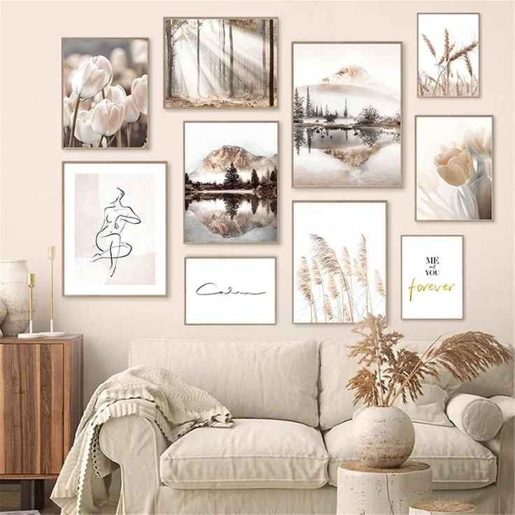 Poster 3er Set Vintage Schlafzimmer Wohnzimmer Beige Stil A 30x40 cm – Bild 3