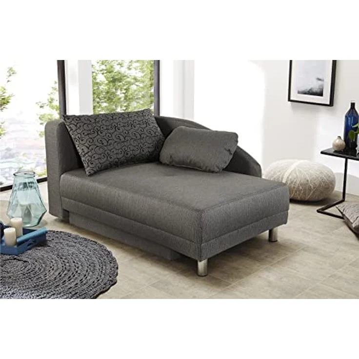 Récamiere-Schlafsofa Federkern Couch Liege Gästebett mit Bettkasten in Grau – Bild 2