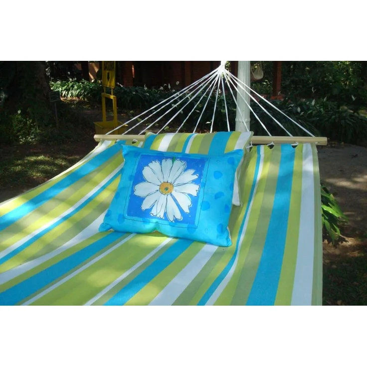 MacaMex DoppelstabHängematte Caribe Grande Beach, Baumwolle, wetterfest, grün, 130 cm x 380 cm – Bild 4