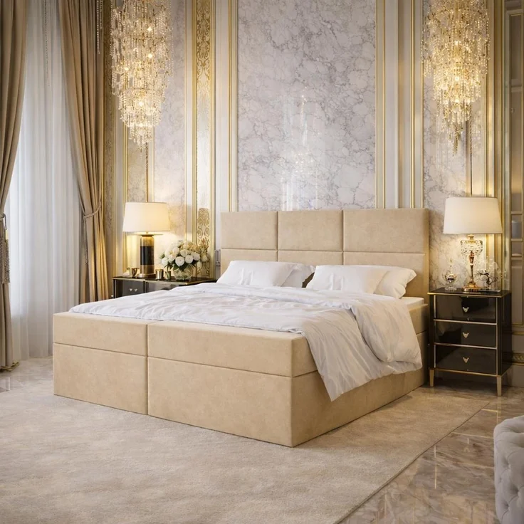 KRISAN MÖBEL Kontinentalbett DREAM2 Beige mit 2 Bettkasten und ergonomischem Topper, Bonell-Federkern Matratze, 140 x 200 cm – Bild 5