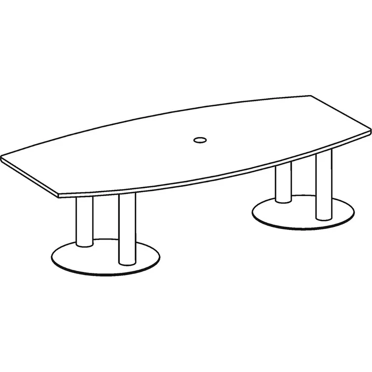 Konferenztisch KT28S 280x130cm Säulenfuß Eiche Gestellfarbe: Silber
