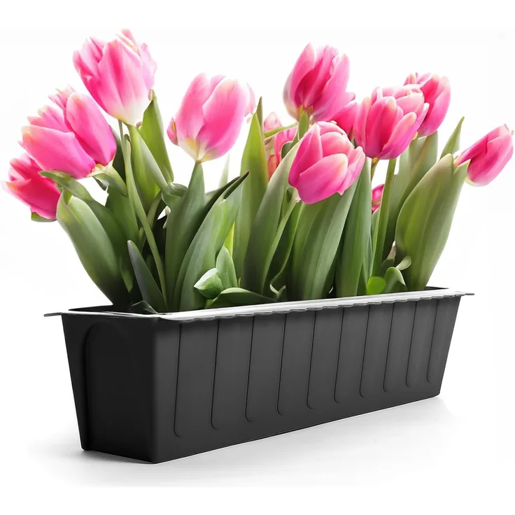 BigDean 8 Stück Paletten Blumenkästen Einsatz in Anthrazit – Pflanzkasten zum Bepflanzen & Dekorieren – Balkonkasten für Kräuter, Blumen & Pflanzen – UV-stabiler & wetterbeständiger Kunststoff