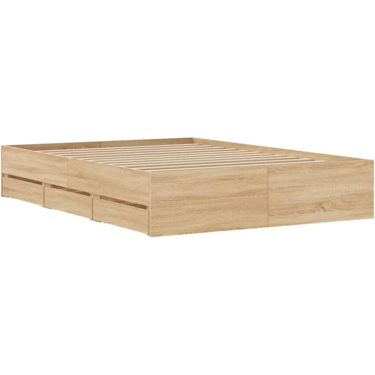 vidaXL Bettgestell mit Schubladen Sonoma-Eiche 120x200cm Holzwerkstoff 3207282 – Bild 2