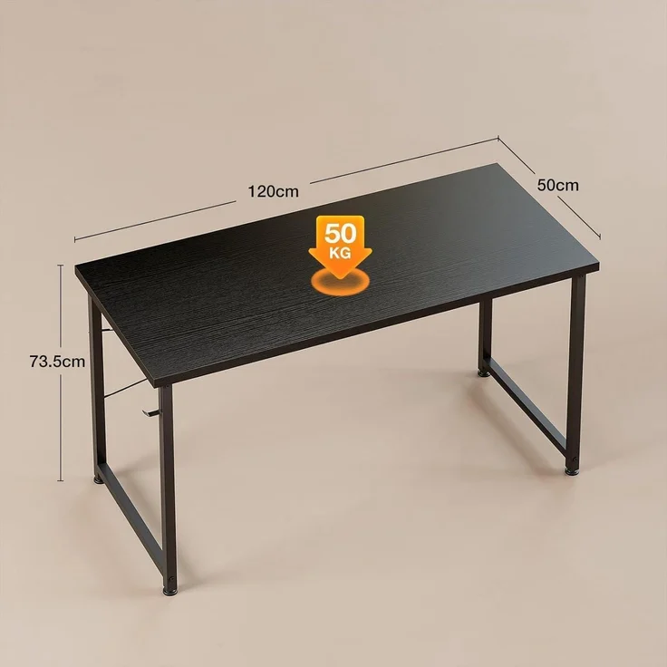 ODK Schreibtisch Schwarz 120x50x74cm Bürotisch mit Stauraum & Kopfhörerhalter – Bild 3