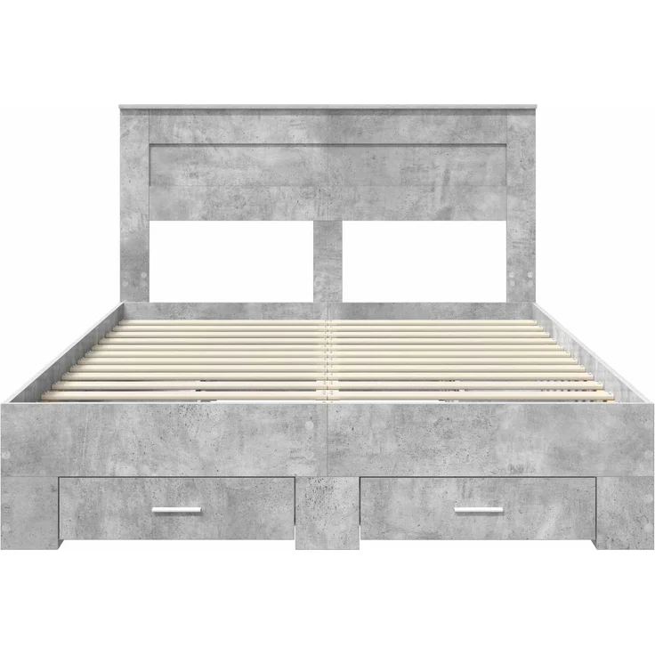vidaXL Bettrahmen mit Kopfteil Beton Grau 140 x 200 cm Holzwerkstoff 3409990 – Bild 7