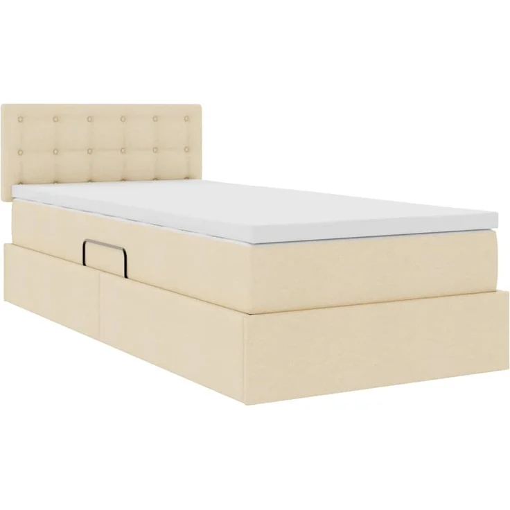 vidaXL LED-Speicherbett mit Matratze Creme 100 x 200 cm Stoff 3371254 – Bild 6