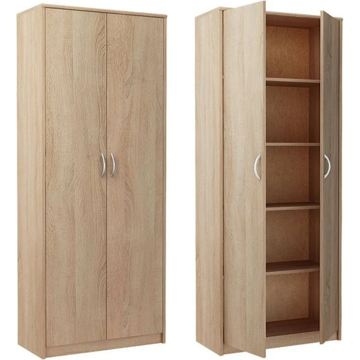 Home Collective Mehrzweckschrank Aktenschrank mit 5 Fächern Haushaltsschrank (74 cm breit aus Laminatplatte und hochwertigen Polymergriffen) in mattem Finish mit 4 Einlegeböden und 2 Türen sonoma – Bild 1