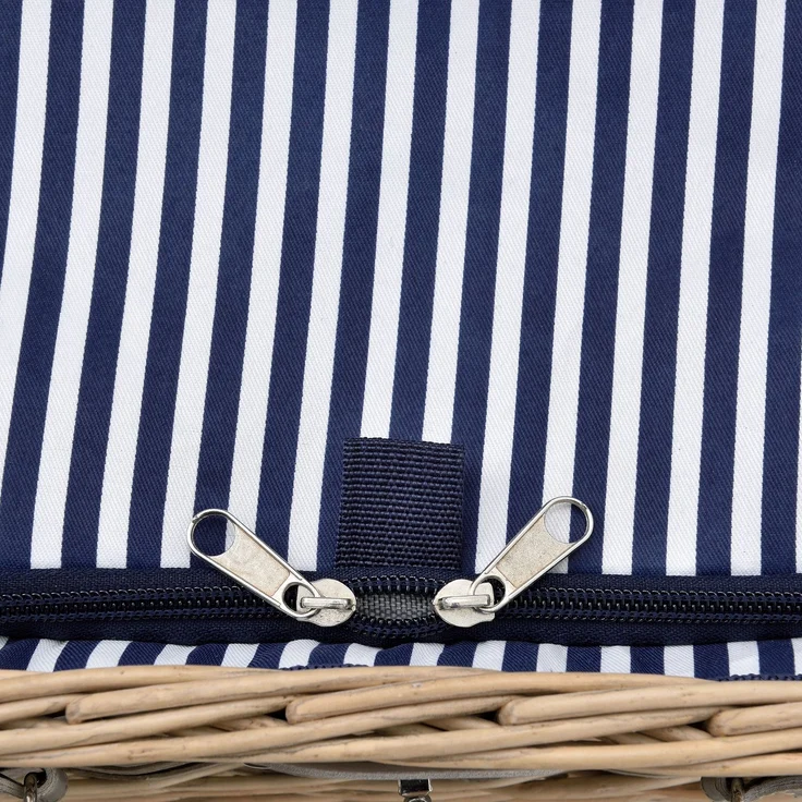 Picknickkorb mit Besteck-Set für 2 Personen Blau/Weiß casa. pro – Bild 3