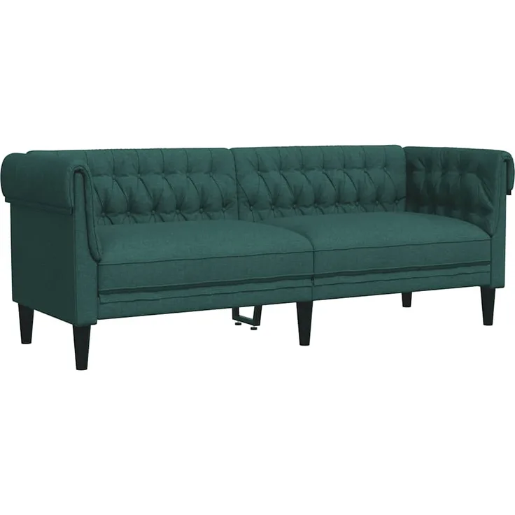 vidaXL Chesterfield-Sofa 3-Sitzer Dunkelgrün Stoff 372560