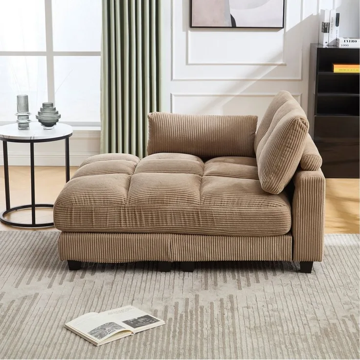 STILVORA Schlafsofa Ecksofa Schlafsofa Sitzgruppe mit rollenden polstern,drei tassen