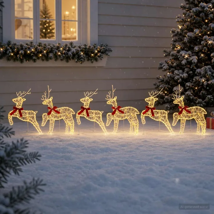 vidaXL Weihnachtsrentier 6 stk. 120 LEDs Warmes Weiß 3470430