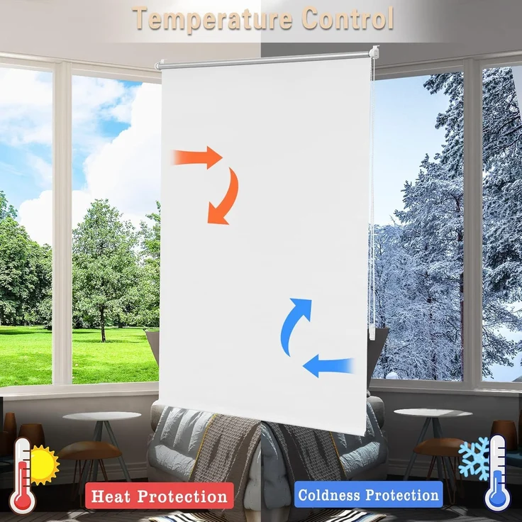 WOLTU Verdunklungsrollo ohne Bohren Weiß 120x160 cm (BxH), Thermorollo Klemmfix Fensterrollo Seitenzugrollo easyfix Verdunkelung Rollos Sichtschutz und Sonnenchutz, Klemmrollo für Fenster & Tür – Bild 2