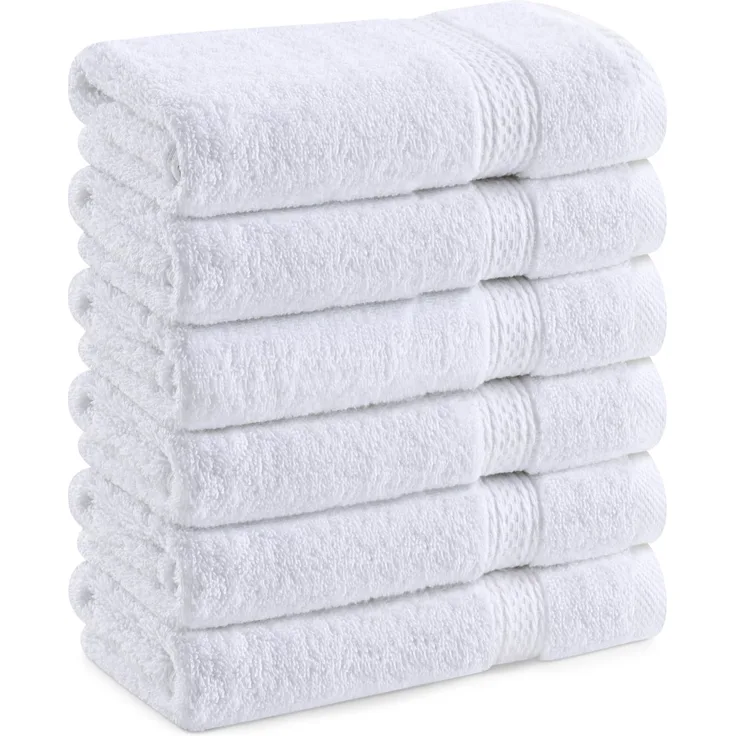 Utopia Towels Frottee Handtücher 50x100 cm, Weiß, 6er Pack | Mit Aufhängeschlaufe, mittelgroße Badetücher, 100 % Baumwolle, weich und saugfähig, Handtuchset, Handtücher