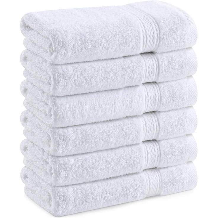 Utopia Towels Frottee Handtücher 50x100 cm, Weiß, 6er Pack | Mit Aufhängeschlaufe, mittelgroße Badetücher, 100 % Baumwolle, weich und saugfähig, Handtuchset, Handtücher