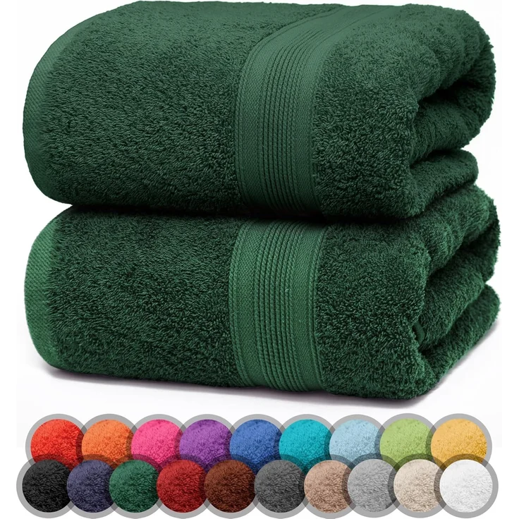 NatureMark 2er Pack DUSCHTÜCHER Premium Qualität 70x140 cm DUSCHTUCH Dusch-Handtuch Doppelpack Farbe: Dunkel grün