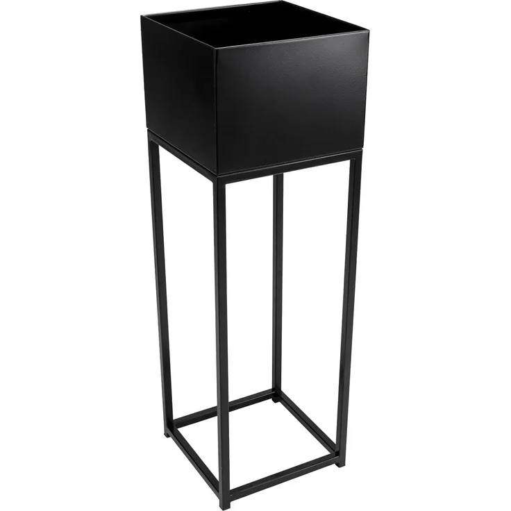 VIVANNO Blumentopf auf Ständer, mit Beinen ELEVATE SQUARE - Schwarz Matt 25x25x79 cm
