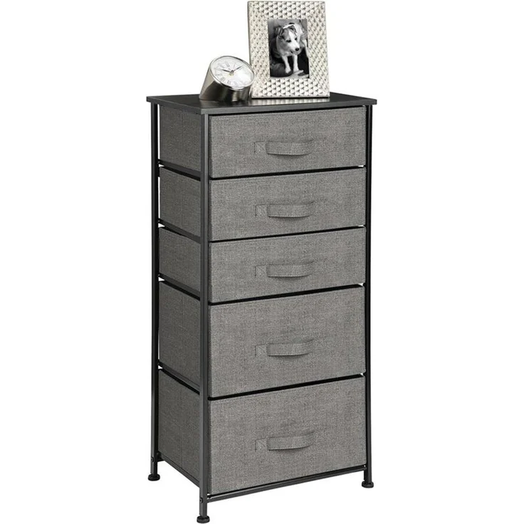 mDesign Kommode mit 5 Schubladen - Schrank Organizer - Stoffregal grau schwarz – Bild 9