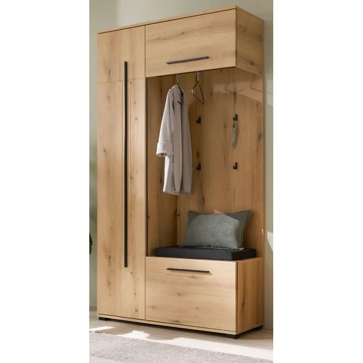 Kompaktgarderobe Design-D in Evoke Eiche 111 x 200 cm